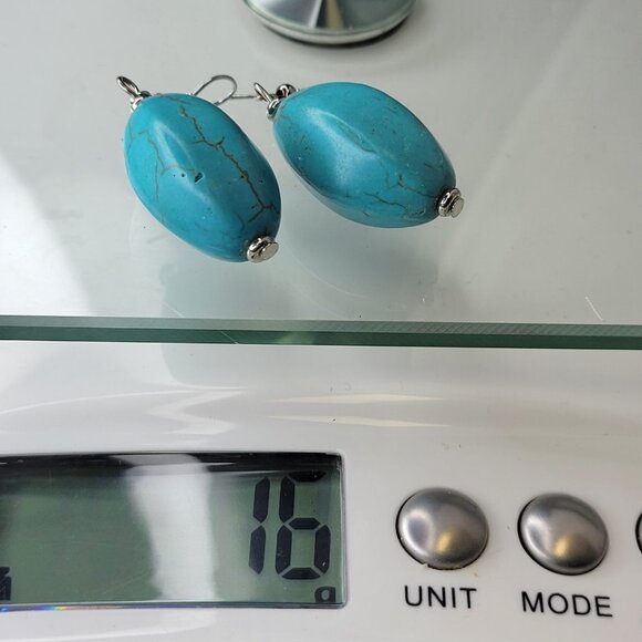 Turquoise Oval Faceted Drop Earrings - Picture 11 of 13